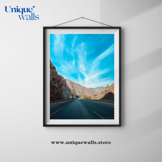 Cloudy Road with Mountains Digital Wall Art 🖼️